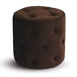Curves Tufted Round Ottoman Chocolate Velvet