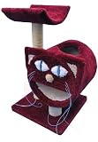 Cat Face 38 Cat Tree : Optional Sisal 2 FEET OF SISAL : Parts & Base Color BURGUNDY : Poles Color BARE WOOD