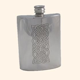 Pewter rectangular hip flask with Rope pattern