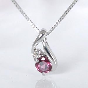 【クリックで詳細表示】1月誕生石 ガーネット バースデーストーンダイヤモンド プチペンダントネックレス K10WG[10金ホワイトゴールド] (品質保証書 ケース付)[ジュエリー]