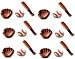Baseball Cakes, Cupcakes, Cookies - Baseball Equipment Shaped Edible Hard Sugar Decorations (12 pcs)