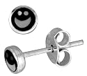 Tiny Sterling Silver Happy Face Stud Earrings