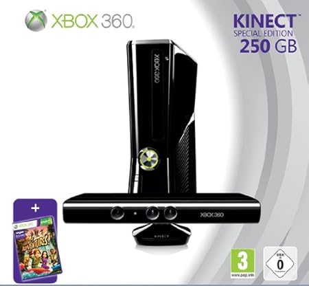 Xbox 360 - Console Slim 250 GB con Sensore Kinect, Abbonamento Xbox Live Gold da 1 mese e Kinect Adventures [Bundle]