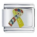 Patriotic Support Ribbon Italian Charms Bracelet Link