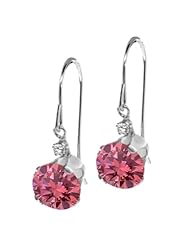 1.82 Ct Round Pink Diamond White Sapphire 14K White Gold Earrings