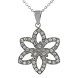 Sterling Silver 3D CZ Flower Pendant