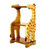 Handmade 30" Antique Style Carved & Painted Kid's Wood Bookcase - Giraffe Design
