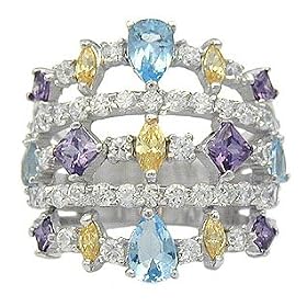 Multicolor Created Gemstone Cubic Zirconia Ring by HopeChestJewelry