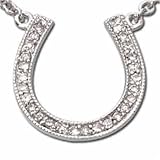 14Kt White Gold Diamond Horseshoe Pendant Necklace