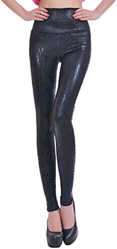 Women's new sexy fashion high waist leather pants (S, special bronzing powder)
