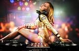 IMAGE OF Wallmonkeys Peel and Stick Wall Decals - Beautiful Dj Girl on Decks on the Party, - 72