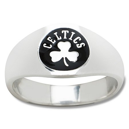 Sterling Silver Boston Celtics Logo Enamel Ring NEW