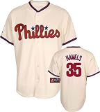 MLB Youth Philadelphia Phillies Cole Hamels Ivory Alternate Short Sleeve 6 Button Synthetic Replica Baseball Jersey Spring 2011  (Ivory, Large)
