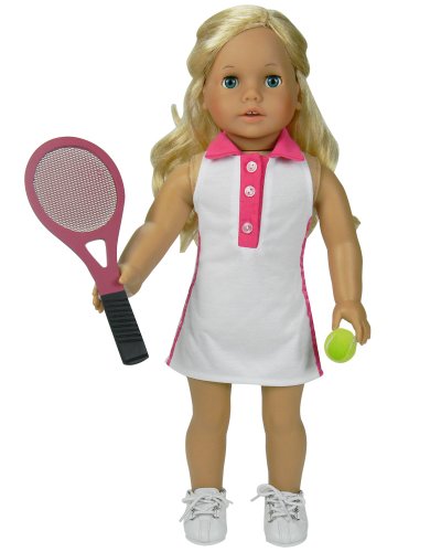 Fits American Girl Dolls 18 Inch Doll Tennis Dress Set, Includes Dress, Doll Tennis Racket & Ball
