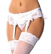 Plus Size Satin Garter Belt Lace Trim White Black or Red 3 color options