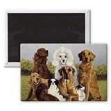 Oliver's Dogs (oil on canvas) by Pat Scott - 3x2 inch Fridge Magnet - large magnetic button - Magnet