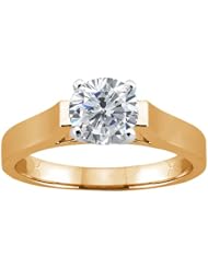 1.00 Ct Round H/I I1 Diamond 18K Yellow Gold Ring