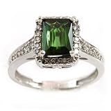 Gold-Exotic: 14K Bahia Breen Tourmaline and Diamond Ring