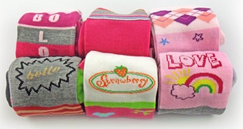 Girls Novelty Knee High Socks 6 pair Packs