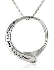 Sterling Silver "A Mothers Love Is Open Arms" Circle Pendant Necklace, 18"