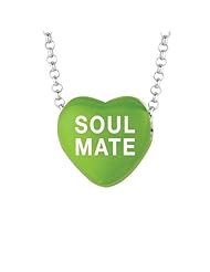 Sterling Silver 12mm Green enamel Sweethearts SOUL MATE Heart Pendant