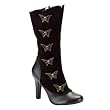 4 Inch Womens Sexy Boots Calf Boots Butterfly Buttons Hardware Brown