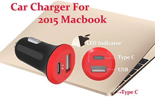 iMagBond Type C USB 3.1 Dual ports Car Charger Cigarette Charger with Type C and USB Charging Ports for Apple new MacBook(2015),Google ChromeBook Pixe,Nokia N1 Tablet &amp; Other Device
