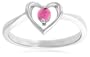 Sterling Silver Ruby Heart Ring, Size 6