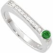 14K White Gold Chatham Created Emerald and Diamond Ring