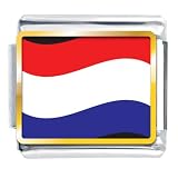Netherlands Flag Italian Charms Bracelet Link