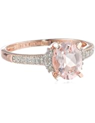 Rose Gold Plated Sterling Silver Morganite and Diamond Ring (0.14 Cttw, G-H Color, I2-I3 Clarity)