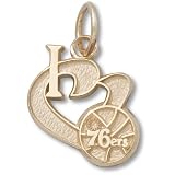 Philadelphia 76Ers Pendant - 10K Gold I Heart New Logo 1/2"