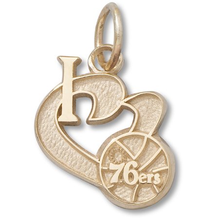 Philadelphia 76Ers Pendant - 10K Gold I Heart New Logo 1/2