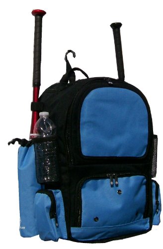 Black and Carolina Blue Chita Youth Softball Baseball Bat Equipment Backpack BKCBCY
