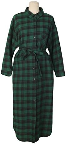 Stylenanda Women's Checkered Shirt Dress with Heart Patched ONE SIZE GREEN