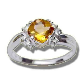 Buy .05 CT 6MM CHECKERCUT CITRINE LADIES WHITE RING by Rubin Arthur and Co.