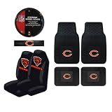 A Set of 4 Universal-Fit NFL All Weather Vinyl Floor Mats, 2 Front Universal Fit Bucket Style Seat Covers, and a Comfort Grip Steering Wheel Cover - Chicago Bears
