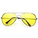 Colorful Premium Silver Metal Aviator Glasses with Color Lens Sunglasses (Yellow)