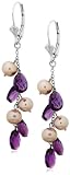 14k White Gold Amethyst and Lavender Pearl Dangle Earrings