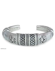 Sterling silver cuff bracelet, Spiral Hearts