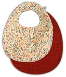 Baby Bib with Vintage Alphabet and Red Check Reverse