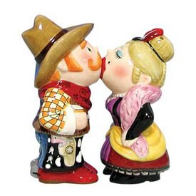 Buy Kissing Cowboy & Saloon Girl Salt & Pepper Shakers New