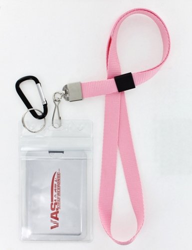 VAS Waterproof Cruise N Travel Cash, ID, Credit / Debit Card & Key Holder - PINK Deluxe Lanyard #5 Carabiner With RFID Protection -