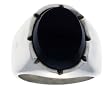 Gent's Sterling Silver Large Oval Black Obsidian Ring
