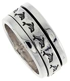 3/8 (8 mm) Sterling Silver Dolphin Spinner Ring
