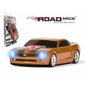 Chevy Camaro Wireless Optical Computer Mouse (Atomic Orange w Black Stripes) by Collectable Diecast