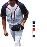 Champion - Raglan Sleeve Button-Front Baseball Jersey with Braid Trim (T1394)
