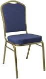 Crown Back Stacking Banquet Chair with GoldVein Frame, Navy Fabric