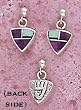 Sterling Silver, Opal and Sugilite Inlaid Double Sided Triangle Earrings, #TP160