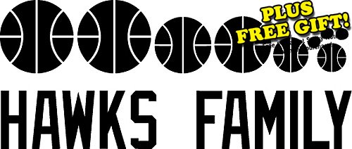 Hawks Basketball Family Vinyl Wall / Car Decal Stickers + with Free Polka Dot Sticky Notepad